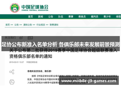 足协公布新准入名单分析 各俱乐部未来发展前景预测
